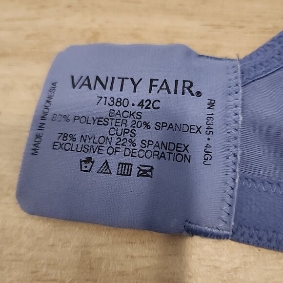 Vanity Fair Bra 42C Blue Wireless Lightly Lined 71380 - Picture 3 of 3